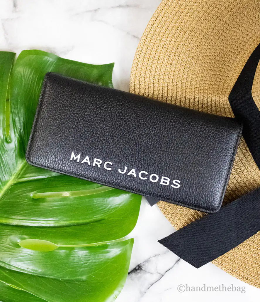 Marc Jacobs Slim Black Leather Open Face Snap Wallet