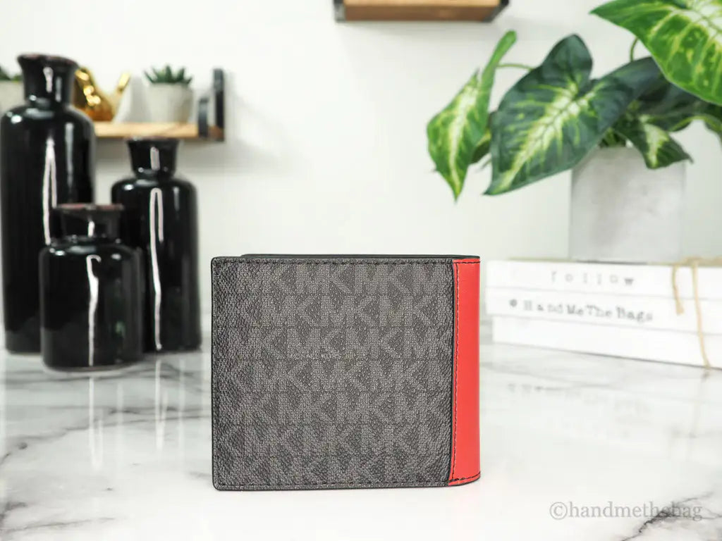 Michael Kors Cooper Black Flame Signature Leather Graphic Logo Wallet