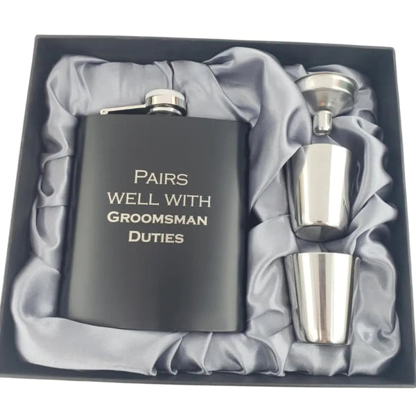 Elegant Groomsmen Flask Set