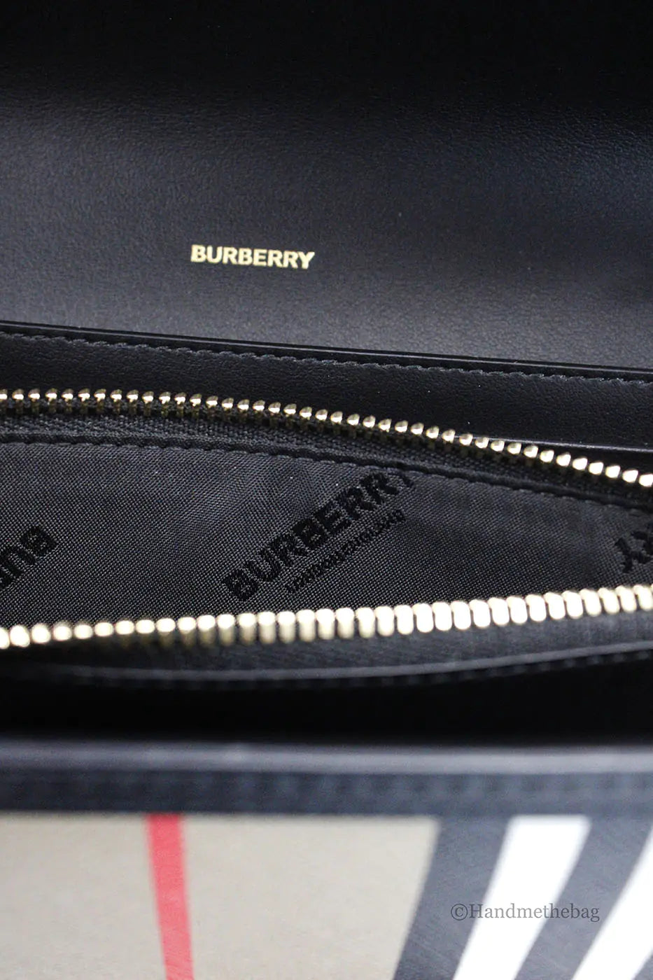 Burberry Hannah Icon Stripe Archive Black Wallet Crossbody Bag