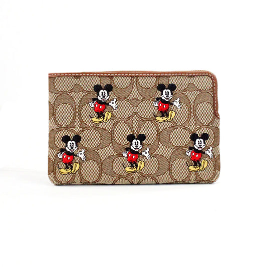 Coach X Disney Mickey Print Corner Zip Wristlet Wallet