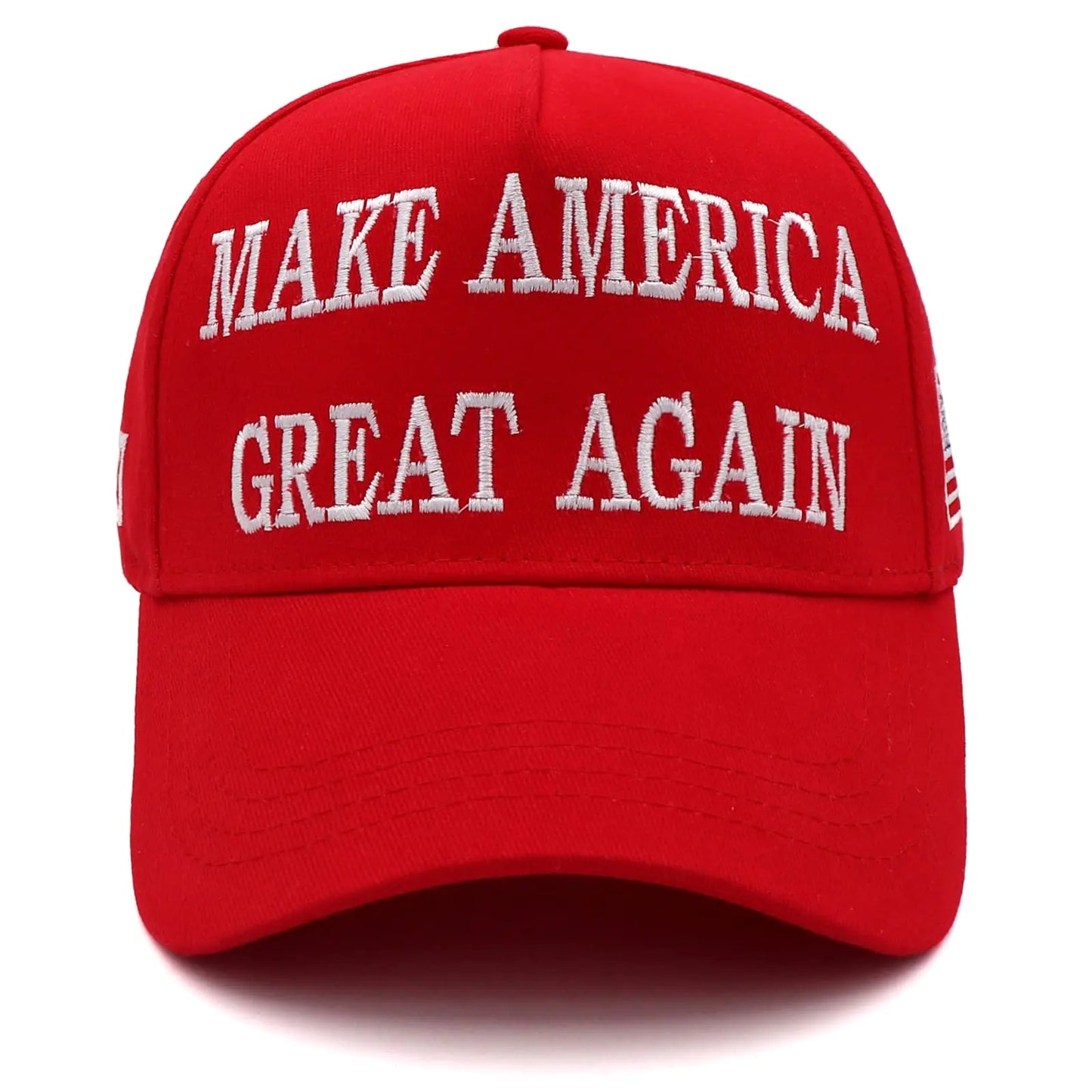 Make America Great Again Donald Trump  with USA Flag Embroidery Adjustable Baseball Cap Maga-1pcs Red One Size-Medium