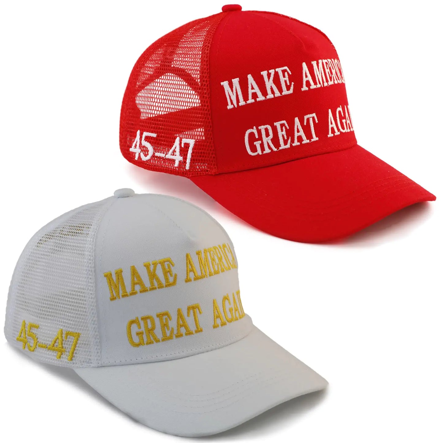 Make America Great Again Trump  Baseball Cap 7-7 5/8 2pcs Grid Maga Red&white