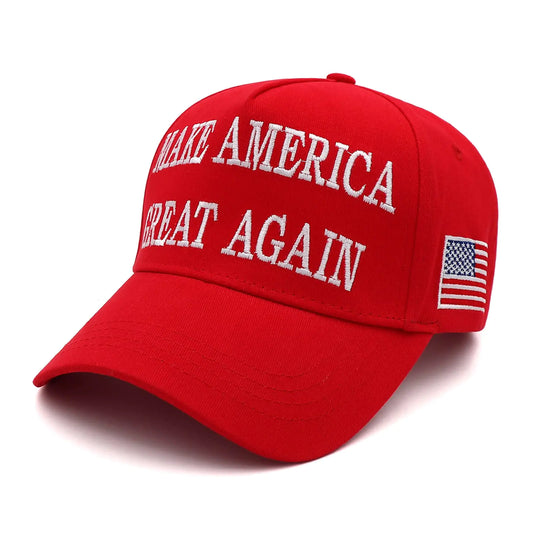 Make America Great Again Donald Trump  with USA Flag Embroidery Adjustable Baseball Cap Maga-1pcs Red One Size-Medium