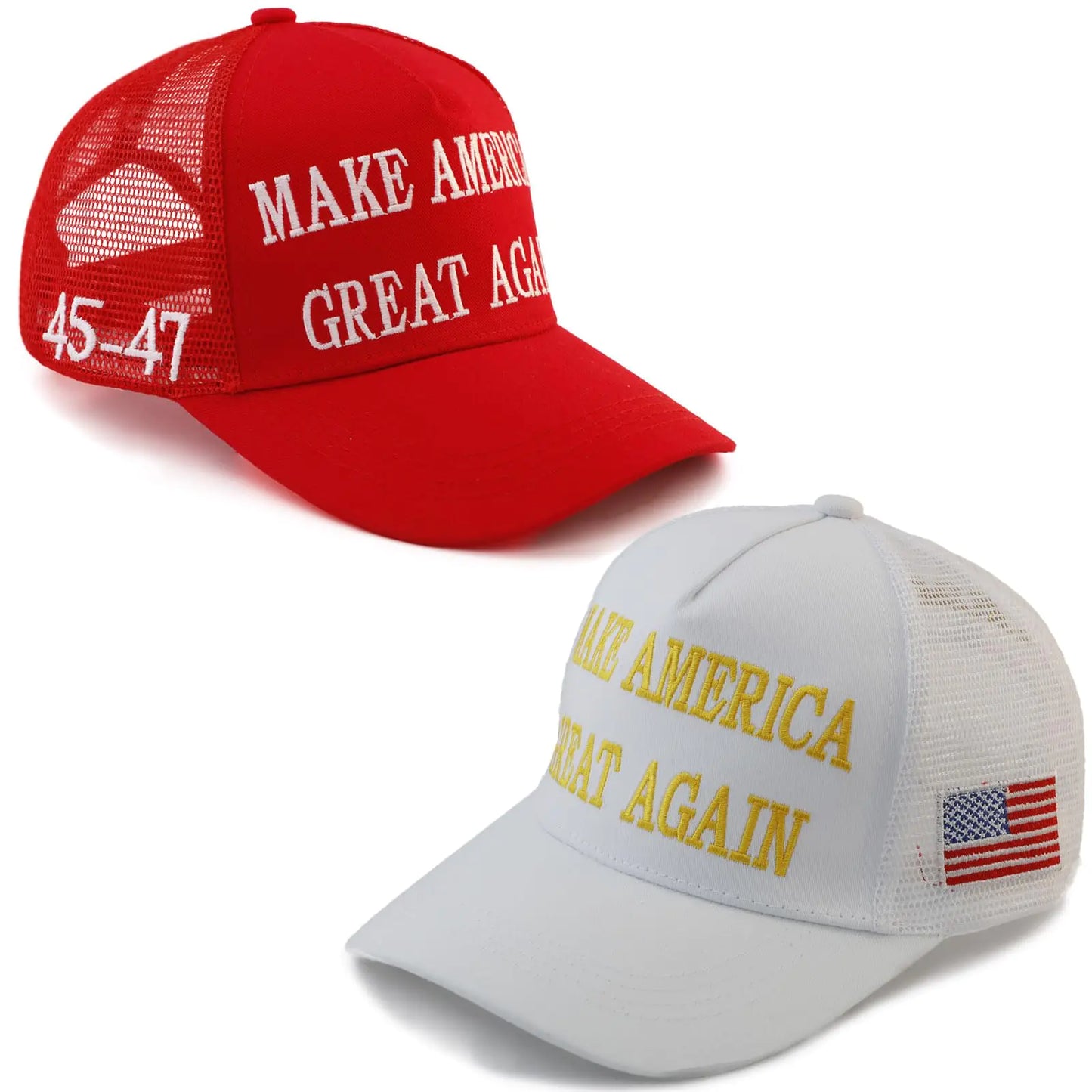 Make America Great Again Trump  Baseball Cap 7-7 5/8 2pcs Grid Maga Red&white