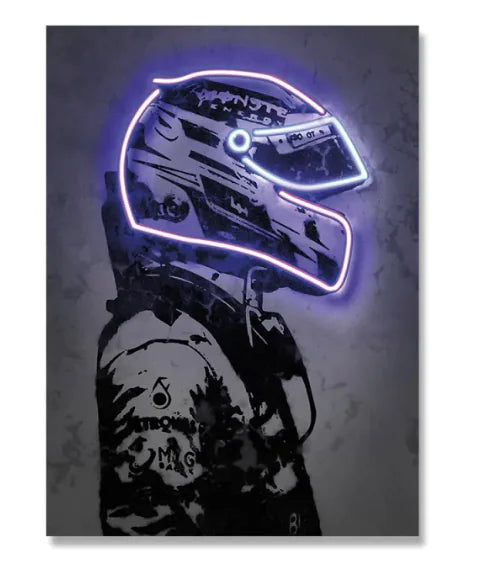 Neon Glow Vintage Helmet Canvas Art