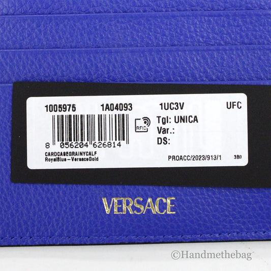 Versace Virtus Royal Blue Slim Leather Card Case Wallet