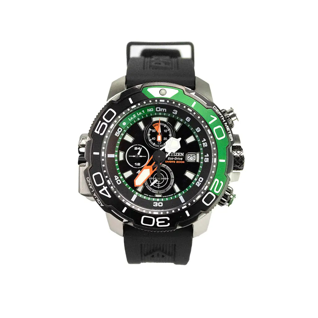 Citizen Promaster Aqualand Green Titanium Bezel Black Strap Watch