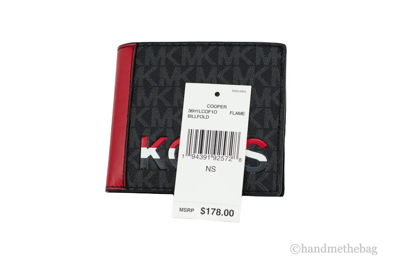 Michael Kors Cooper Black Flame Signature Leather Graphic Logo  Wallet