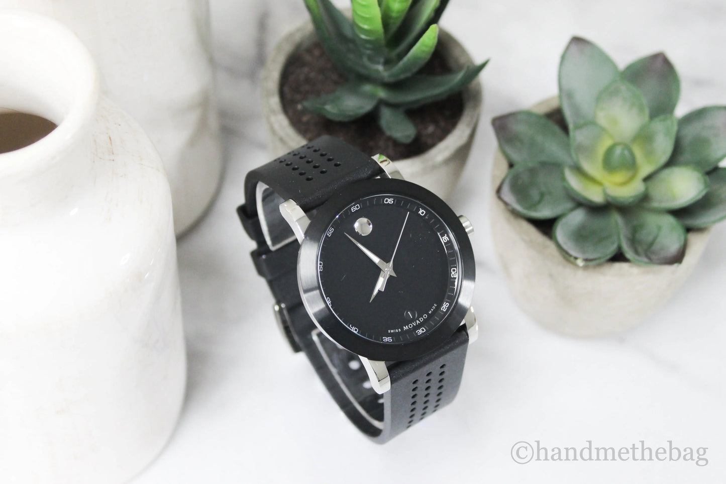 Movado Museum Sport Black Dial Black Silicone Band Watch