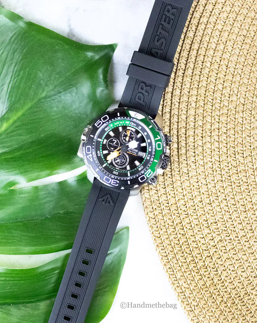 Citizen Promaster Aqualand Green Titanium Bezel Black Strap Watch