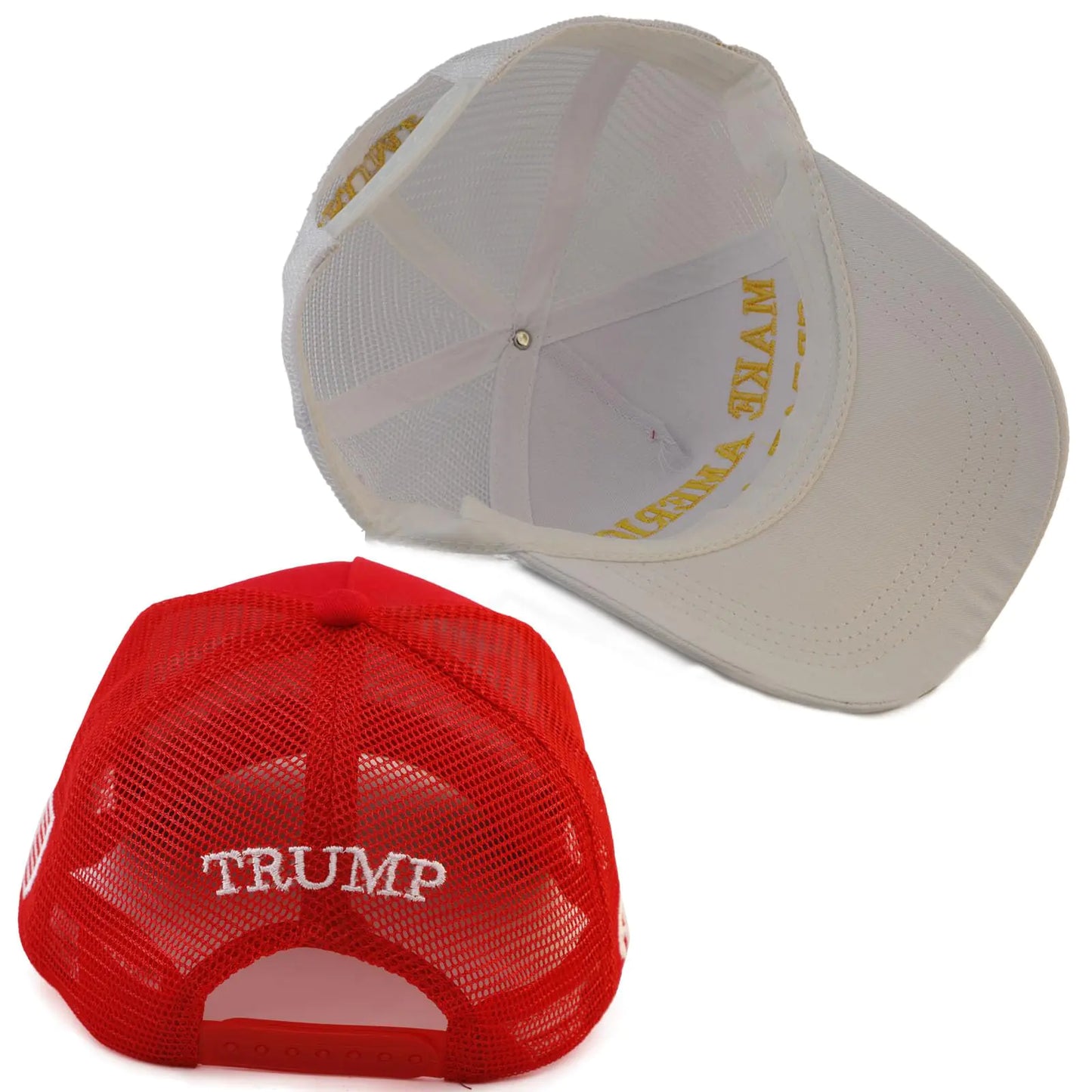 Make America Great Again Trump  Baseball Cap 7-7 5/8 2pcs Grid Maga Red&white