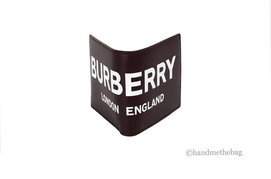 Burberry Ronan Oxblood Printed Smooth Leather Logo Bifold Wallet