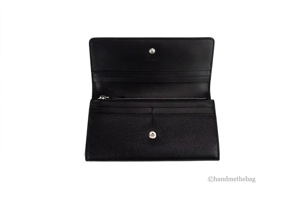 Burberry Porter Black Leather Branded Embossed Clutch Flap Wallet