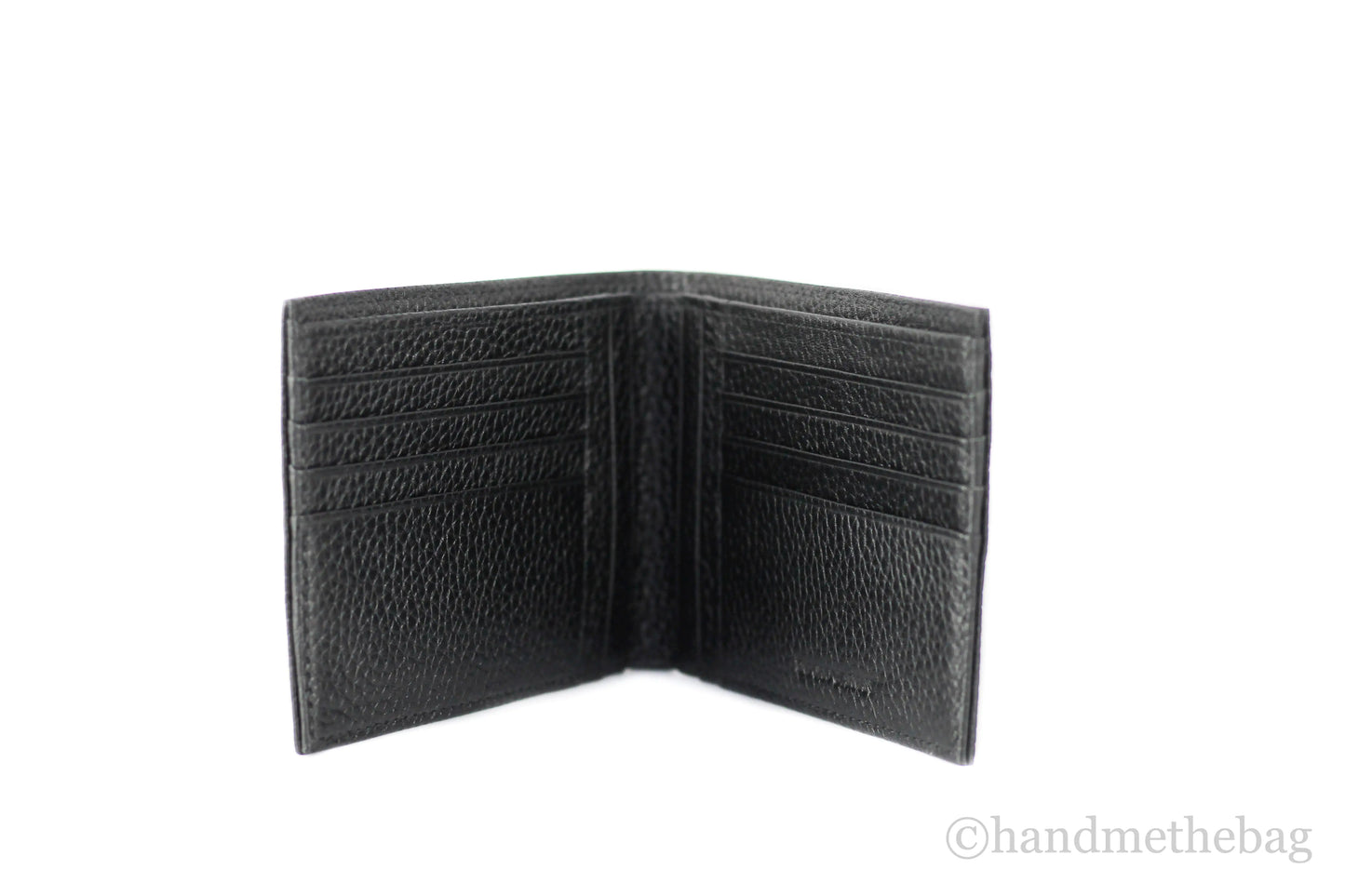 Emporio Armani Black Grainy Pebbled Leather Bi-Fold Organizer Wallet