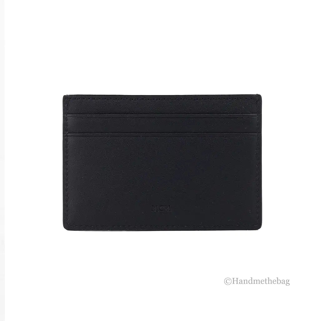Man Cave Assets MCM Aren Mini Checkerboard leather card case wallet with compact design and checkerboard pattern.