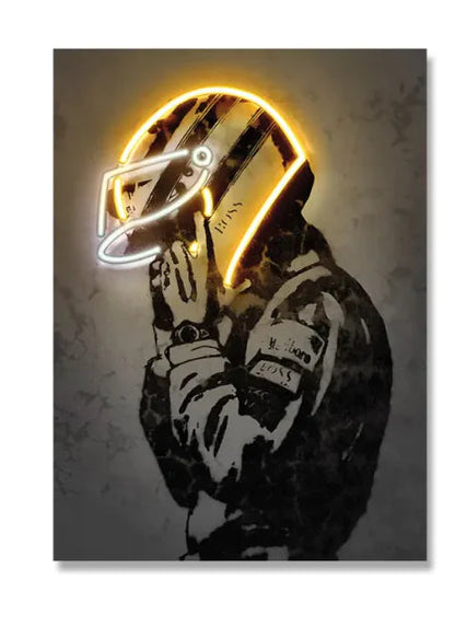 Neon Glow Retro Helmet Art