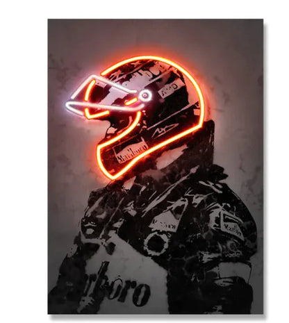 Neon Glow Retro Helmet Art