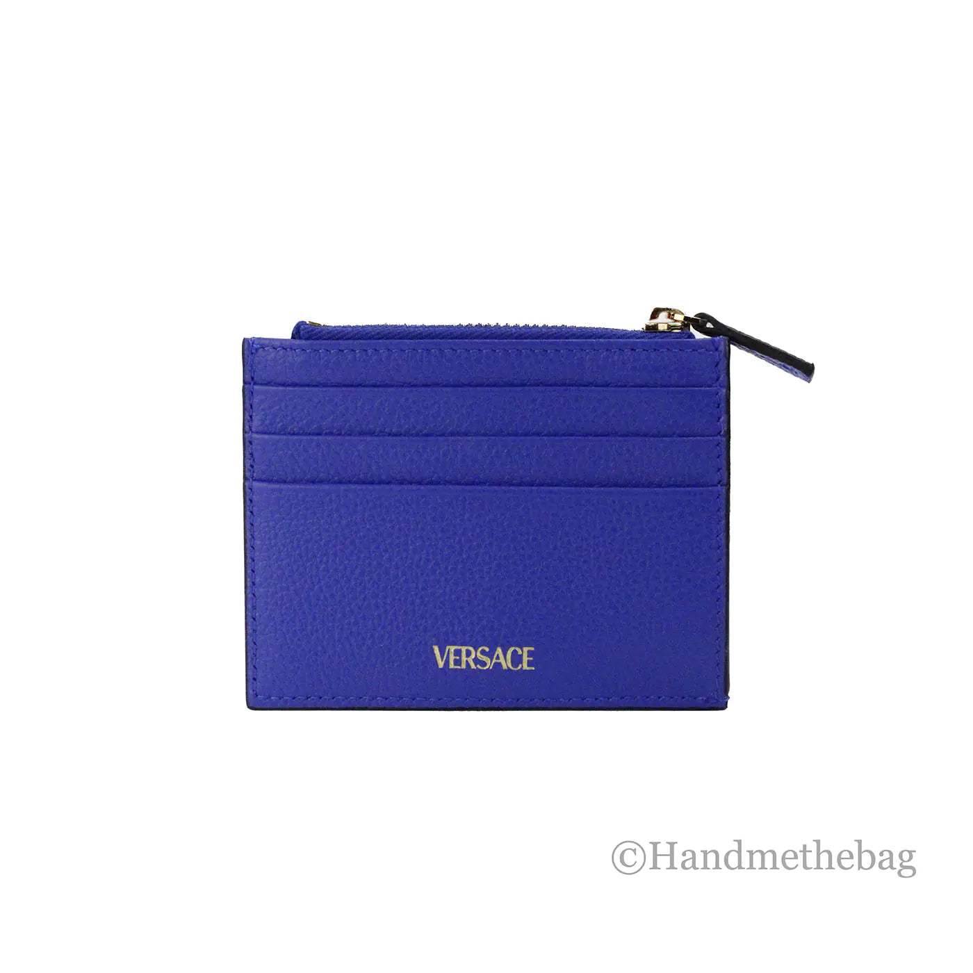 Versace Virtus Royal Blue Slim Leather Card Case Wallet