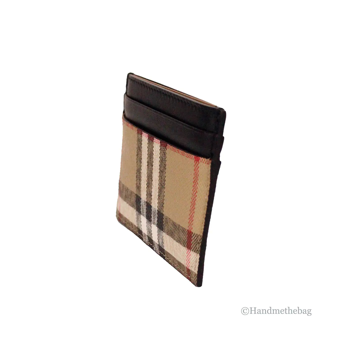 Burberry Sandon Black Canvas Check Leather Card Case Wallet