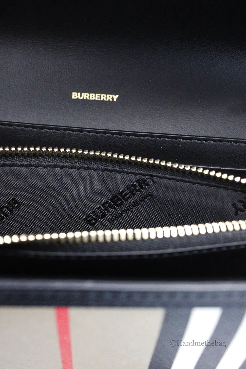 Burberry Hannah Icon Stripe Archive Black Wallet Crossbody Bag